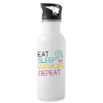 Karaoke Singer 80s Retro Eat Sleep - Trinkflasche mit integriertem Trinkhalm - Weiß - Rechts