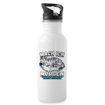 Mach Ich Morgen Versprochen Zebra - Trinkflasche mit integriertem Trinkhalm - Weiß - Rechts