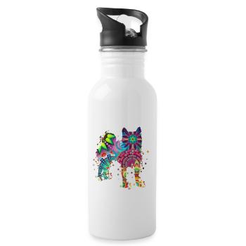 Akita Shiba Inu Hunde Design für Hundebesitzer - Trinkflasche mit integriertem Trinkhalm - Weiß - Rechts