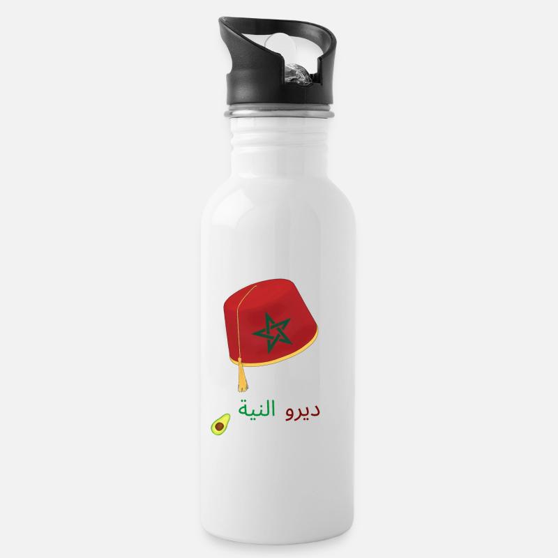 Diro Niya, morocco, Qatar, World cup, Avocay - Gourde avec paille intégrée - blanc