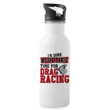 Drag Racing Race Car Vintage Je suis - Gourde avec paille intégrée - blanc - Droite