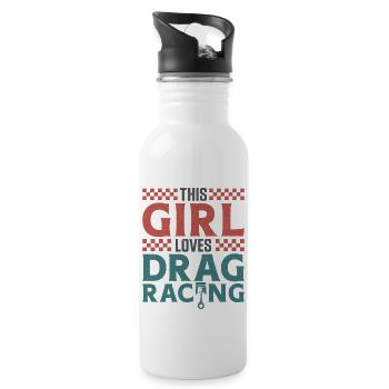 Drag Racing Race Car Girl This - Water bottle with straw - white - Right