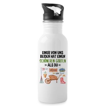 Garten Lustiger Spruch Hobby Gärtner Geschenkidee - Trinkflasche mit integriertem Trinkhalm - Weiß - Rechts
