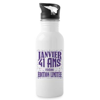 Janvier 41 ans. Cadeau 41 ans janvier anniversaire - Gourde avec paille intégrée - blanc - Droite