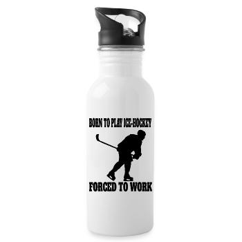 Eishockey Wintersport Geschenk Eishockeyteam - Trinkflasche mit integriertem Trinkhalm - Weiß - Rechts