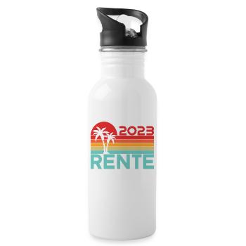 Rentner 2023 Rentnerin 2023 Rente 2023 - Trinkflasche mit integriertem Trinkhalm - Weiß - Rechts
