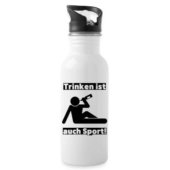 Trinken ist auch Sport! Party, Mallorca, JGA! - Trinkflasche mit integriertem Trinkhalm - Weiß - Rechts