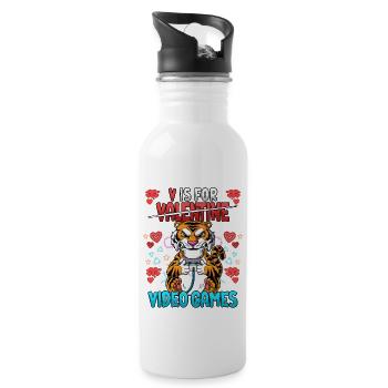 V est pour les jeux vidéo Valentine’s Day Gamer - Gourde avec paille intégrée - blanc - Droite