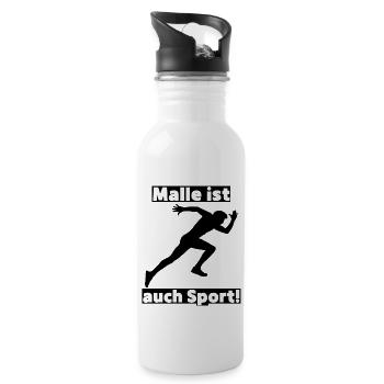 Malle ist auch Sport! Party, Mallorca, JGA! - Trinkflasche mit integriertem Trinkhalm - Weiß - Rechts