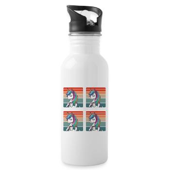 Meine 4 Stimmungen Kaffee Einhorn - Trinkflasche mit integriertem Trinkhalm - Weiß - Rechts