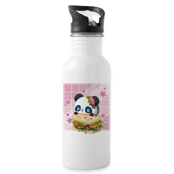 Cute Kawaii Panda, The Sandwich Anime Manga - Water bottle with straw - white - Right