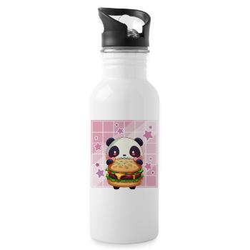 Cute Kawaii Panda, The Burger Anime Manga Otaku - Water bottle with straw - white - Right