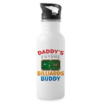 Billiards Pool Player Ball Dad Son - Water bottle with straw - white - Right