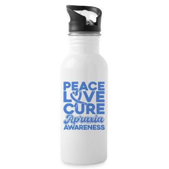 Apraxia Consciousness Blue Ribbon Apraxia Surviving - Water bottle with straw - white - Right