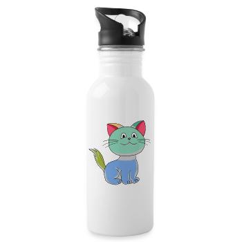 Cat Colorful Colorful Cats Fantasy Baby Kids - Water bottle with straw - white - Right