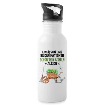 Garten Lustiger Spruch Hobby Gärtner Geschenkidee - Trinkflasche mit integriertem Trinkhalm - Weiß - Rechts