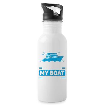 Pontoon Captain Gift Boat - Water bottle with straw - white - Right