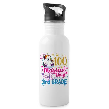 100 jours magiques de licorne de 3e année - Gourde avec paille intégrée - blanc - Droite