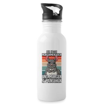 Ich Hasse Morgenmenschen Chinchilla - Trinkflasche mit integriertem Trinkhalm - Weiß - Rechts
