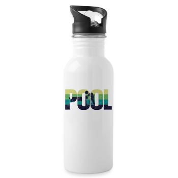 Billiards Pool Player Ball Retro - Water bottle with straw - white - Right