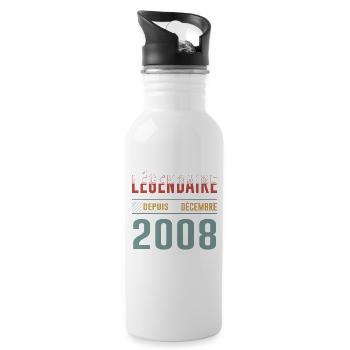 Légendaire Depuis Décembre 2008 Anniversaire - Gourde avec paille intégrée - blanc - Droite