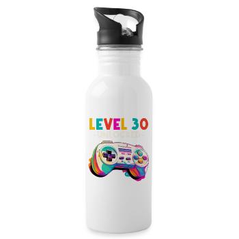 Level 30 Years Gaming 30s 30s Birthday - Water bottle with straw - white - Right