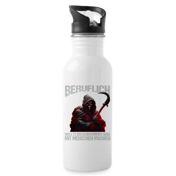 Beruflich schon immer was mit Menschen machen - Trinkflasche mit integriertem Trinkhalm - Weiß - Rechts