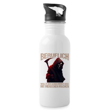 Beruflich schon immer was mit Menschen machen - Trinkflasche mit integriertem Trinkhalm - Weiß - Rechts