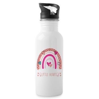I Teach The Sweetest Hearts Rainbow Teacher - Water bottle with straw - white - Right
