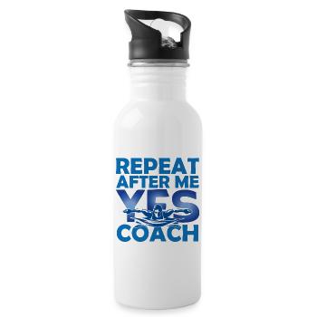 Schwimmtrainer | Geschenk Coach Schwimmen Das Beste - Trinkflasche mit integriertem Trinkhalm - Weiß - Rechts