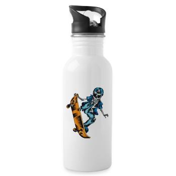 Skating Skater Gift Daredevil Skater Skeleton - Water bottle with straw - white - Right
