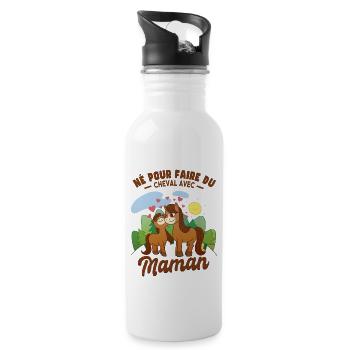 Amusant Maman Cheval Cavalière - Gourde avec paille intégrée - blanc - Droite