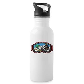 Mountain biking and snowboarding is a great mountain sport - Water bottle with straw - white - Right