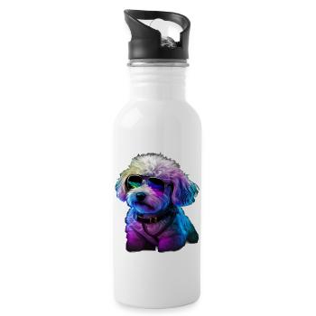 Bichon Frise Dogs Bichon Frises - Water bottle with straw - white - Right