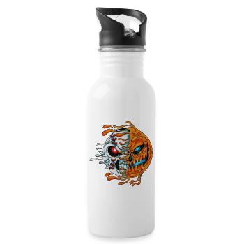 Burning Pumpkin Luminous Skeleton Halloween - Water bottle with straw - white - Right