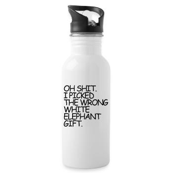 Oh Schei�e, ich habe das falsche wei�e Elefantenge - Trinkflasche mit integriertem Trinkhalm - Weiß - Rechts