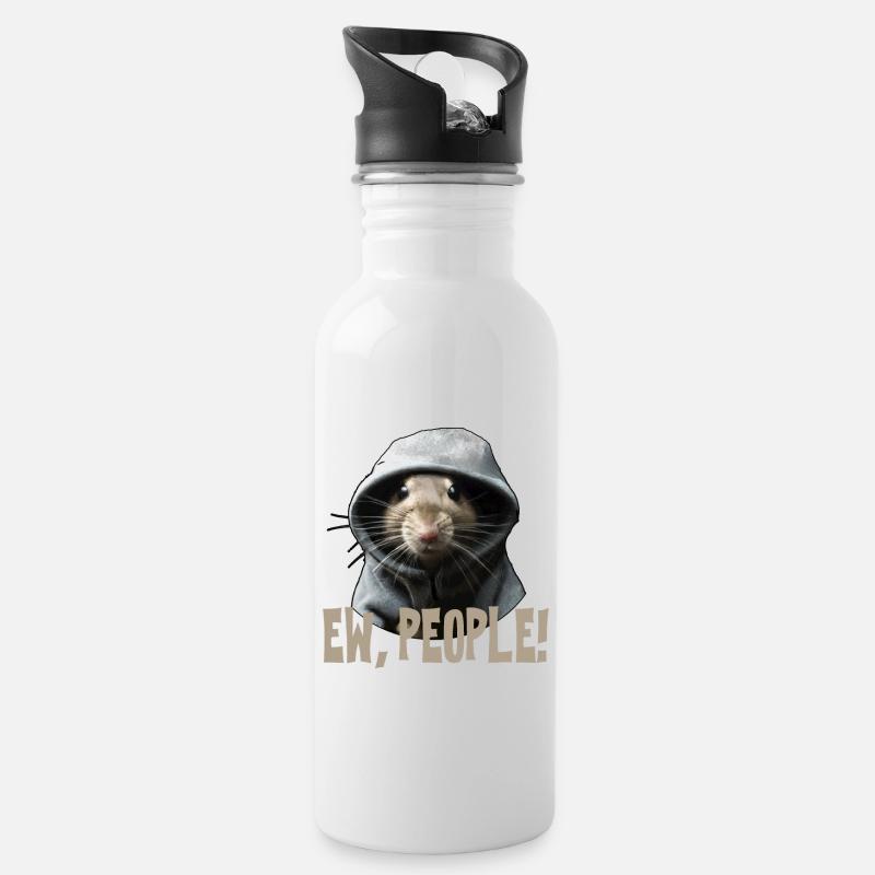 Ew, people! Ratte Lustiges Spruch Statement - Trinkflasche mit integriertem Trinkhalm - Weiß