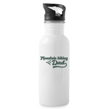 Mountain biking daddy gift - Water bottle with straw - white - Right