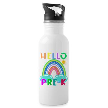Hello PRE-K Boho Rainbow Team Vibes Back To School - Water bottle with straw - white - Right