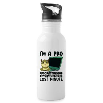 Prokrastinierender Hamster Prokrastinator Time - Trinkflasche mit integriertem Trinkhalm - Weiß - Rechts
