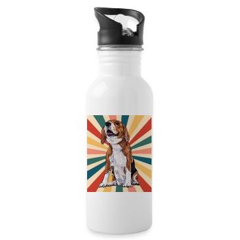 Mignon Beagle Dog Breed 80s 90s Retro Style Vintage - Gourde avec paille intégrée - blanc - Droite