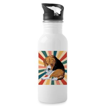Mignon Beagle Dog Breed 80s 90s Retro Style Vintage - Gourde avec paille intégrée - blanc - Droite