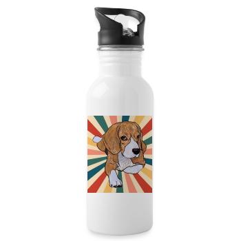 Mignon Beagle Dog Breed 80s 90s Retro Style Vintage - Gourde avec paille intégrée - blanc - Droite