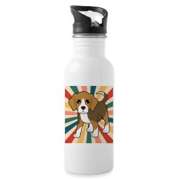 Mignon Beagle Dog Breed 80s 90s Retro Style Vintage - Gourde avec paille intégrée - blanc - Droite