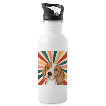 Mignon Beagle Dog Breed 80s 90s Retro Style Vintage - Gourde avec paille intégrée - blanc - Droite