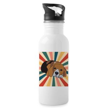 Mignon Beagle Dog Breed 80s 90s Retro Style Vintage - Gourde avec paille intégrée - blanc - Droite