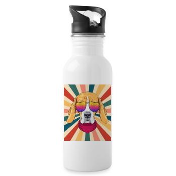 Mignon Beagle Dog Breed 80s 90s Retro Style Vintage - Gourde avec paille intégrée - blanc - Droite