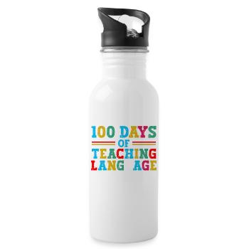 100 Tage Des Sprachunterrichts Schulfachlehrer - Trinkflasche mit integriertem Trinkhalm - Weiß - Rechts
