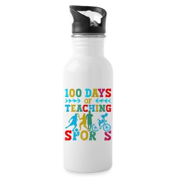 100 Tage Sportunterricht Schulfachlehrer - Trinkflasche mit integriertem Trinkhalm - Weiß - Rechts