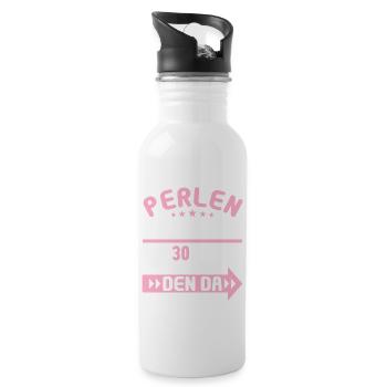 30 verheiratet Perlen Hochzeit 30.Hochzeitstag - Trinkflasche mit integriertem Trinkhalm - Weiß - Rechts